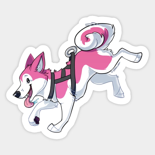 Pink Husky Running Sticker by Eevachu